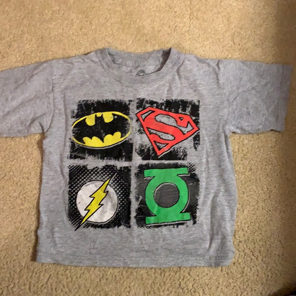 DC comics logo tee shirt XS gray Batman green lantern the flash Superman